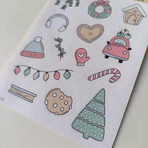 Matricaív -  karácsonyi menta, rózsaszín - otthon & életmód - papír, írószer - matrica, matrica csomag - Meska.hu