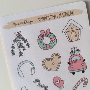 Matricaív -  karácsonyi menta, rózsaszín - otthon & életmód - papír, írószer - matrica, matrica csomag - Meska.hu