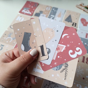 Adventi kártya 24 db - piros szürke, Karácsony, Adventi díszek, Adventi naptár, Fotó, grafika, rajz, illusztráció, MESKA