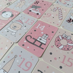 Adventi kártya 24 db - rózsaszín - karácsony - adventi díszek - adventi naptár - Meska.hu