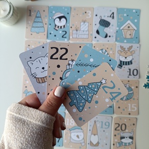 Adventi kártya 24 db - kék - Meska.hu