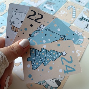 Adventi kártya 24 db - kék - karácsony - adventi díszek - adventi naptár - Meska.hu