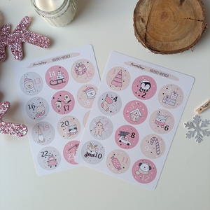 Adventi kalendárium matricaív - rózsaszín - otthon & életmód - papír, írószer - matrica, matrica csomag - Meska.hu