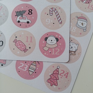 Adventi kalendárium matricaív - rózsaszín - otthon & életmód - papír, írószer - matrica, matrica csomag - Meska.hu