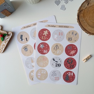 Adventi kalendárium matricaív - piros - otthon & életmód - papír, írószer - matrica, matrica csomag - Meska.hu
