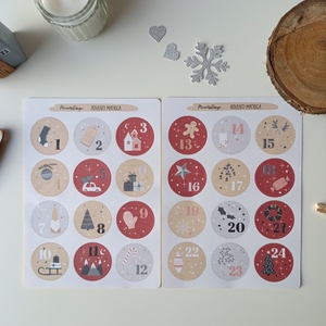 Adventi kalendárium matricaív - piros - otthon & életmód - papír, írószer - matrica, matrica csomag - Meska.hu