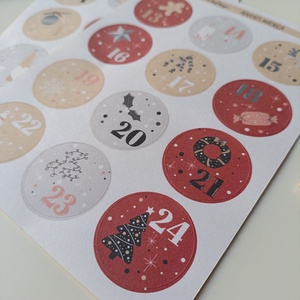 Adventi kalendárium matricaív - piros - otthon & életmód - papír, írószer - matrica, matrica csomag - Meska.hu