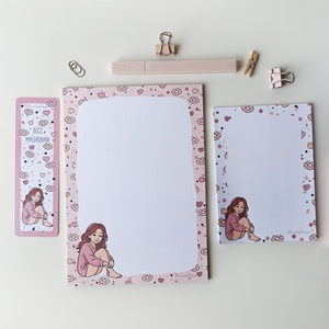 Csajos virágos jegyzettömb szett és könyvjelző - otthon & életmód - papír, írószer - jegyzetfüzet & napló - Meska.hu