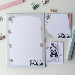 Pandás jegyzettömb szett és könyvjelző - otthon & életmód - papír, írószer - jegyzetfüzet & napló - Meska.hu