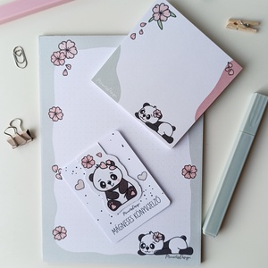 Pandás jegyzettömb szett és könyvjelző, Otthon & Életmód, Papír, írószer, Jegyzetfüzet & Napló, Fotó, grafika, rajz, illusztráció, MESKA