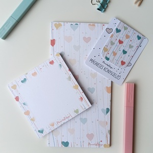 Szivecskés jegyzettömb és könyvjelző szett , Otthon & Életmód, Papír, írószer, Jegyzetfüzet & Napló, Fotó, grafika, rajz, illusztráció, MESKA