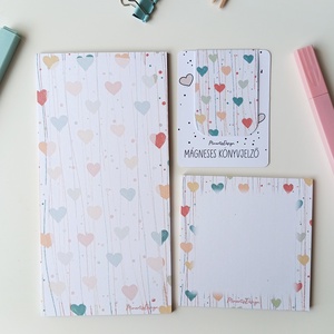 Szivecskés jegyzettömb és könyvjelző szett  - otthon & életmód - papír, írószer - jegyzetfüzet & napló - Meska.hu
