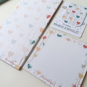 Szivecskés jegyzettömb és könyvjelző szett  - otthon & életmód - papír, írószer - jegyzetfüzet & napló - Meska.hu