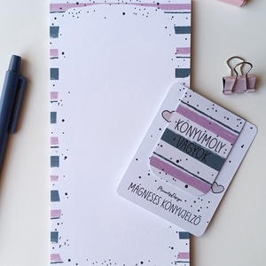 Jegyzettömb, könyvjelző szett - lila, kék csíkos, Otthon & Életmód, Papír, írószer, Jegyzetfüzet & Napló, Fotó, grafika, rajz, illusztráció, MESKA