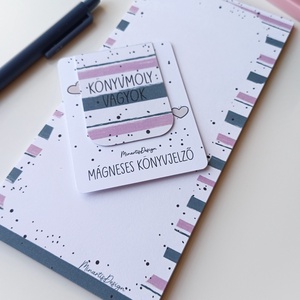 Jegyzettömb, könyvjelző szett - lila, kék csíkos - otthon & életmód - papír, írószer - jegyzetfüzet & napló - Meska.hu