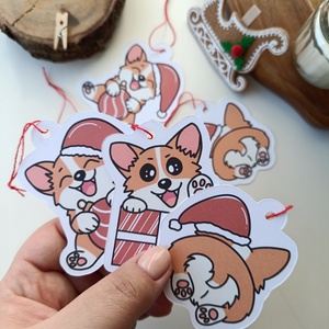 Corgis ajándékkísérő kártyák - 6 db - otthon & életmód - papír, írószer - ajándékozás kellékei - ajándékkísérő - Meska.hu