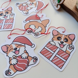 Corgis ajándékkísérő kártyák - 6 db, Otthon & Életmód, Papír, írószer, Ajándékozás kellékei, Ajándékkísérő, Fotó, grafika, rajz, illusztráció, MESKA