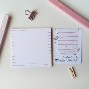 Jegyzettömb, könyvjelző szett - rózsaszín csíkos - otthon & életmód - papír, írószer - jegyzetfüzet & napló - Meska.hu
