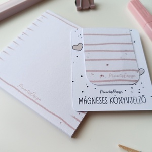 Jegyzettömb, könyvjelző szett - rózsaszín csíkos - otthon & életmód - papír, írószer - jegyzetfüzet & napló - Meska.hu