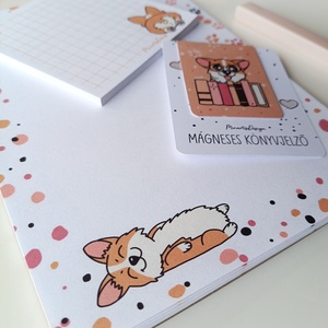 Jegyzettömb, könyvjelző szett - corgi kutyusos - otthon & életmód - papír, írószer - jegyzetfüzet & napló - Meska.hu