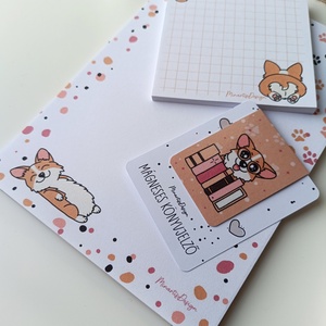 Jegyzettömb, könyvjelző szett - corgi kutyusos - otthon & életmód - papír, írószer - jegyzetfüzet & napló - Meska.hu