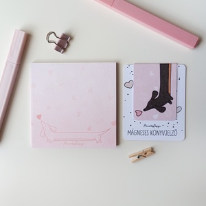 Jegyzettömb, könyvjelző szett - tacskós - otthon & életmód - papír, írószer - jegyzetfüzet & napló - Meska.hu