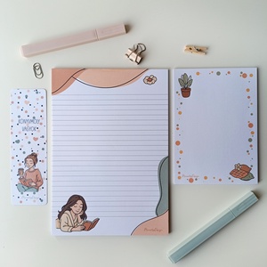 Jegyzettömb, könyvjelző szett - őszi csajos, Otthon & Életmód, Papír, írószer, Jegyzetfüzet & Napló, Fotó, grafika, rajz, illusztráció, MESKA