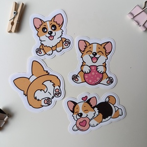 Matricák - cuki corgi kutyusok , Otthon & Életmód, Papír, írószer, Matrica, matrica csomag, Fotó, grafika, rajz, illusztráció, MESKA