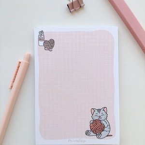 Aranyos cicás jegyzettömb - A6, Otthon & Életmód, Papír, írószer, Jegyzetfüzet & Napló, Fotó, grafika, rajz, illusztráció, MESKA