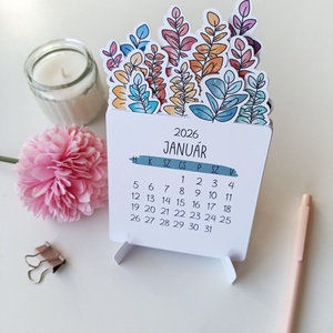 Asztali naptár viráglevél mintával - 2026 - Meska.hu