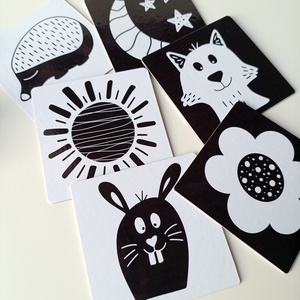 Kontrasztkártyák babáknak - állatos, természet mintákkal - Meska.hu