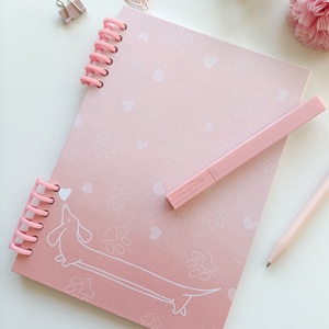 Rózsaszin tacskós spirálfüzet- A5 - Meska.hu