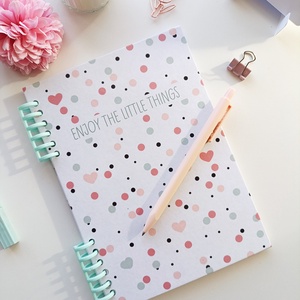 Pasztell pöttyös spirál füzet- A5 -Hálanapló - Meska.hu
