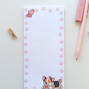 Cuki corgi kutyás jegyzettömb mancsnyomokkal, Otthon & Életmód, Papír, írószer, Jegyzetfüzet & Napló, Fotó, grafika, rajz, illusztráció, MESKA