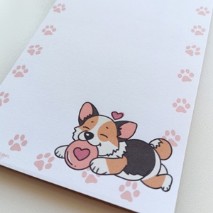 Cuki corgi kutyás jegyzettömb mancsnyomokkal - otthon & életmód - papír, írószer - jegyzetfüzet & napló - Meska.hu