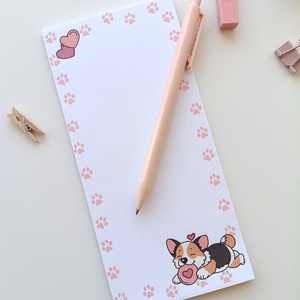 Cuki corgi kutyás jegyzettömb mancsnyomokkal - otthon & életmód - papír, írószer - jegyzetfüzet & napló - Meska.hu