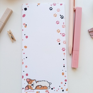 Cuki alvó corgi kutyás jegyzettömb , Otthon & Életmód, Papír, írószer, Jegyzetfüzet & Napló, Fotó, grafika, rajz, illusztráció, MESKA