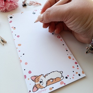 Cuki alvó corgi kutyás jegyzettömb  - otthon & életmód - papír, írószer - jegyzetfüzet & napló - Meska.hu