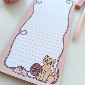 Aranyos cicás gombolyagos hosszúkás jegyzettömb  - otthon & életmód - papír, írószer - jegyzetfüzet & napló - Meska.hu