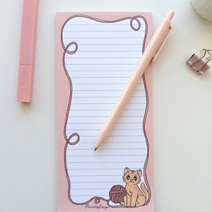 Aranyos cicás gombolyagos hosszúkás jegyzettömb , Otthon & Életmód, Papír, írószer, Jegyzetfüzet & Napló, Fotó, grafika, rajz, illusztráció, MESKA