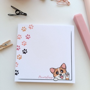 Corgi kutyusos jegyzettömb - 9x9 cm - otthon & életmód - papír, írószer - jegyzetfüzet & napló - Meska.hu