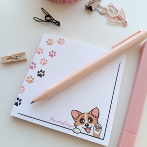 Corgi kutyusos jegyzettömb - 9x9 cm, Otthon & Életmód, Papír, írószer, Jegyzetfüzet & Napló, Fotó, grafika, rajz, illusztráció, MESKA