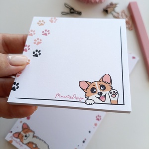 Corgi kutyusos jegyzettömb - 9x9 cm - otthon & életmód - papír, írószer - jegyzetfüzet & napló - Meska.hu
