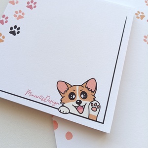 Corgi kutyusos jegyzettömb - 9x9 cm - otthon & életmód - papír, írószer - jegyzetfüzet & napló - Meska.hu