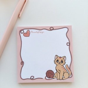 Cicás gombolyagos  jegyzettömb - 9x9 cm, Otthon & Életmód, Papír, írószer, Jegyzetfüzet & Napló, Fotó, grafika, rajz, illusztráció, MESKA