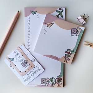 Utazós jegyzettömb szett és könyvjelző - Meska.hu