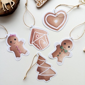 Mézeskalács ajándékkísérő kártyák - 5 db, Otthon & Életmód, Papír, írószer, Ajándékozás kellékei, Ajándékkísérő, Fotó, grafika, rajz, illusztráció, MESKA