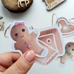 Mézeskalács ajándékkísérő kártyák - 5 db - otthon & életmód - papír, írószer - ajándékozás kellékei - ajándékkísérő - Meska.hu