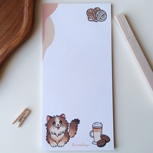  Cicás, kávés gombolyagos jegyzettömb , Otthon & Életmód, Papír, írószer, Jegyzetfüzet & Napló, Fotó, grafika, rajz, illusztráció, MESKA