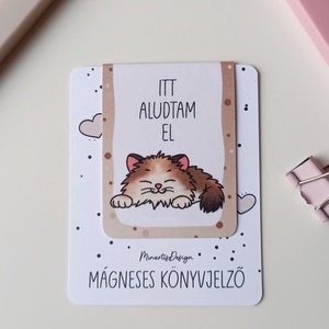 Mágneses könyvjelző - cicás, itt aludtam el - könyv & zene - könyvjelző - Meska.hu